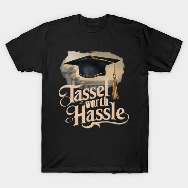 Graduation "Tassel Worth Hassle", Retro Design T-Shirt by RazorDesign234